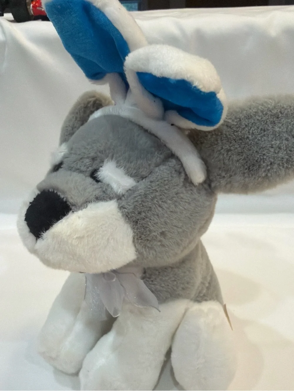 Dan Dee Plush Grey & White Dog Plush Toy with Blue Accent